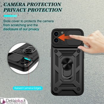 5in1 smūgiams atsparus dėklas su žiedu ir kameros apsauga (Apple Iphone 14 Pro)